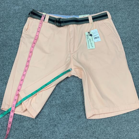 Blu Rock Shorts Mens 38 Peach Cotton Belted Pockets Preppy Golf Chino New - Picture 6 of 11